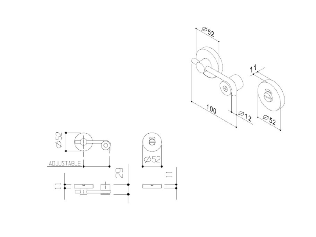 Chiavistello WC Libero Occupato a Gancio con Segnalatore Rosetta 236 Ø52x10 AISI304 Inox varie finiture | Fimet Maniglie - immagine 4